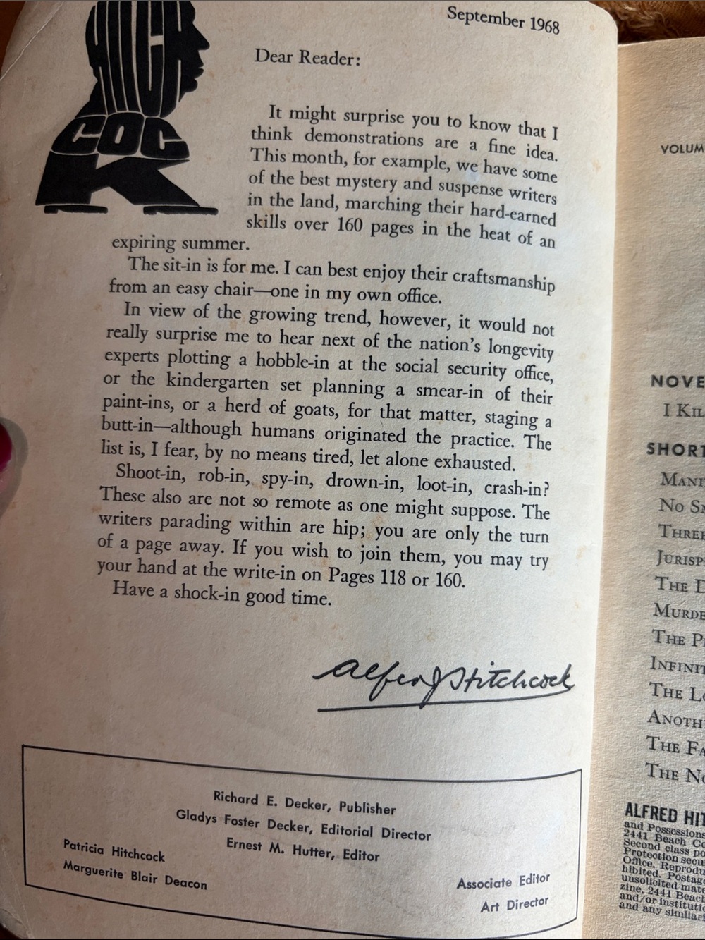 Vintage Alfred Hitchcock's Mystery Magazine Sept 1968 Vol 13 No 9 Digest - Picture 4 of 6